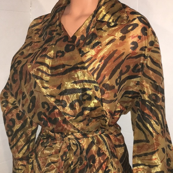 Vintage Sheer Leopard Cover up Jacket Wrap Top M - Picture 8 of 11